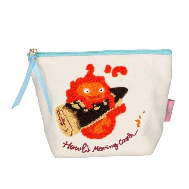 Howl's Moving Castle Calcifer Embroidery Pouch -Macaron Colour Canvas |Studio Ghibli