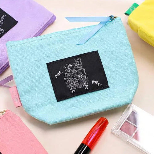 Howl's Moving Castle Calcifer Embroidery Pouch -Macaron Colour Canvas |Studio Ghibli