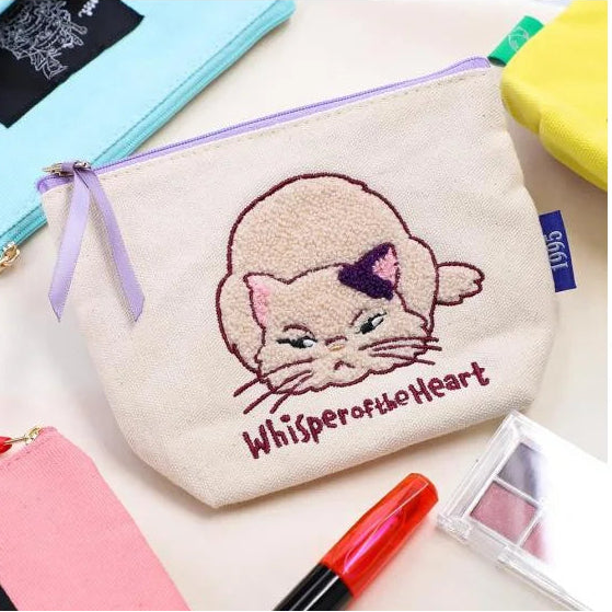 Whisper of the Heart Embroidery Pouch - Macaron Colour Canvas | Studio Ghibli
