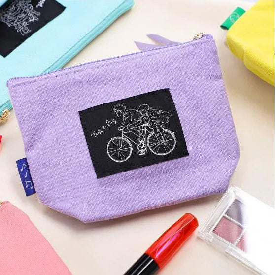 Whisper of the Heart Embroidery Pouch - Macaron Colour Canvas | Studio Ghibli