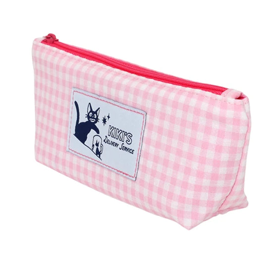 Kiki's Delivery Service Baby Pink Gingham Check Pencil Case| Pen Pouch - Studio Ghibli